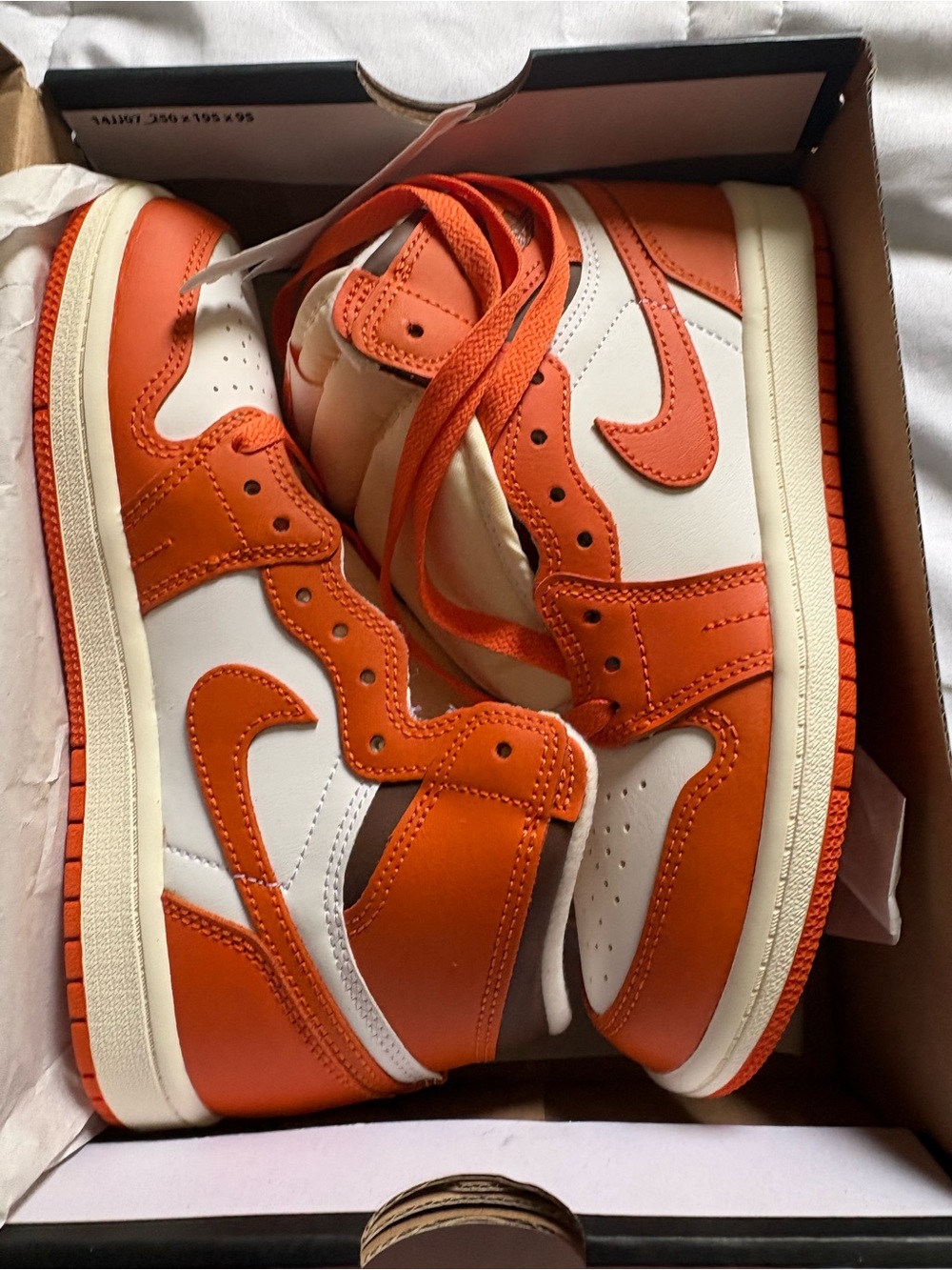 Kids Orange and White High-Top Sneakers Nike retro high OG youth size 3